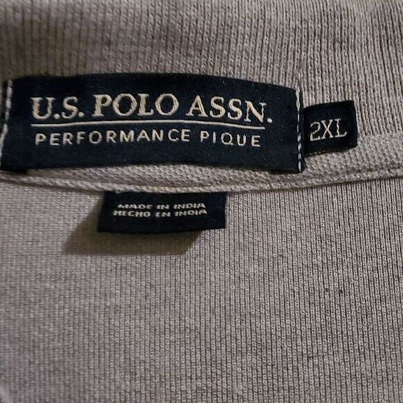 US Polo Assn performance Pique shirt grey 2XL - Picture 2 of 7